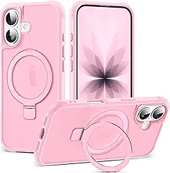 Capa compatível com iPhone 2025 com suporte magnético invisível de anel de vedação transparente de grau militar para iPhone 2025 de 6,3 polegadas [compatível com Mag-Safe] [ótima sensação de