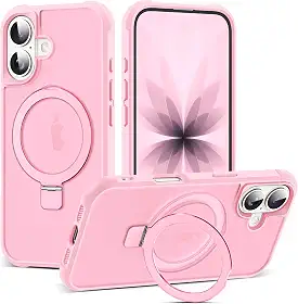 Capa compatível com iPhone 2025 com suporte magnético invisível de anel de vedação transparente de grau militar para iPhone 2025 de 6,3 polegadas [compatível com Mag-Safe] [ótima sensação de