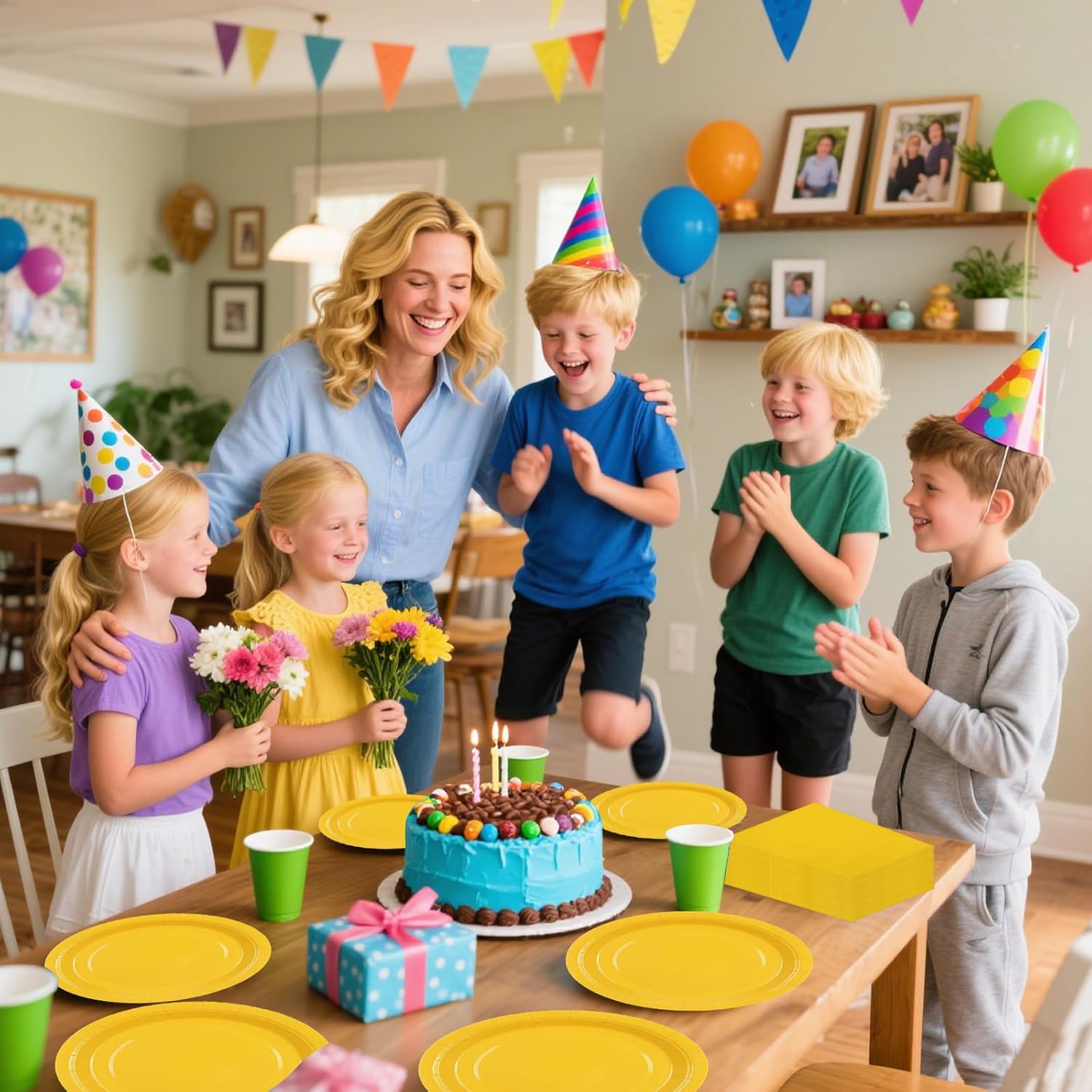 40PCS Yellow Paper Plates and Napkins,Disposable Party Tableware Set Includes 9Inch Dinner Plates and Napkins for Birthday Graduation Wedding and Holiday - Image 5