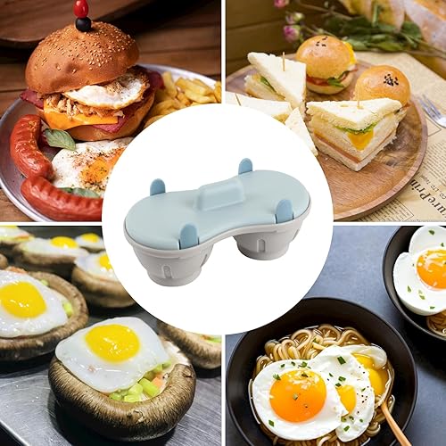 Miniatura 6 de Cocedor escalfador de huevos para microondas, olla a vapor de huevos de 2 cavidades con tapa, doble máquina de huevos escalfados, vaporizador de