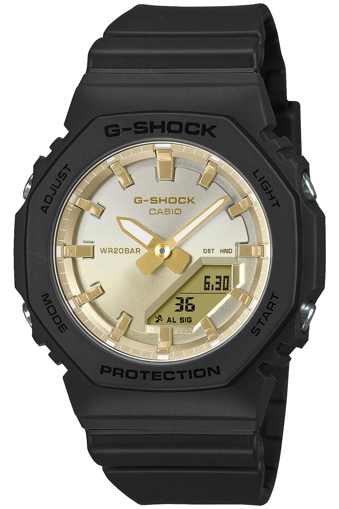 Casio GMA-P2100 Wristwatch, Made with Biomass Plastic, Midsize Model, black/gold Import from Japan NEW, Black