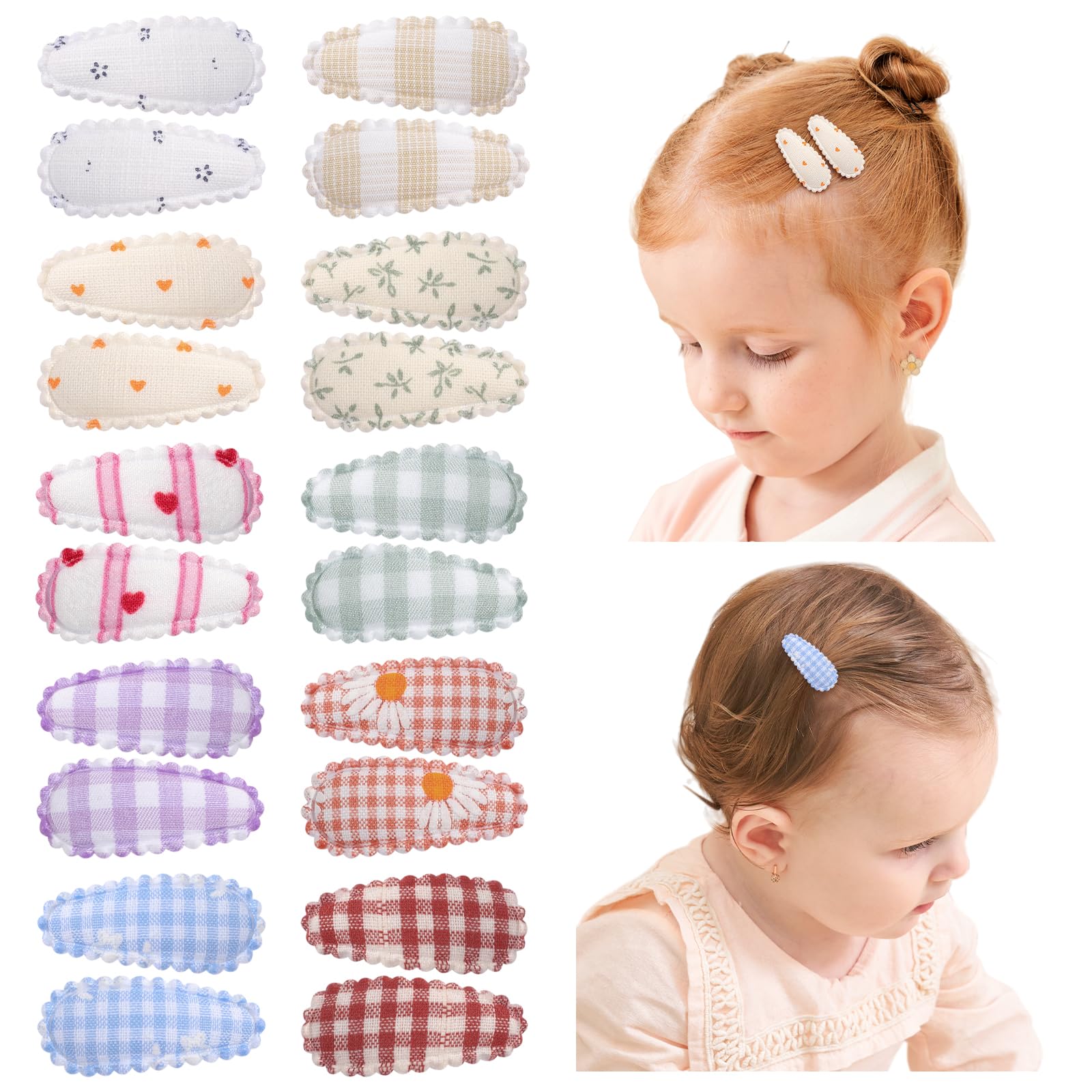 20 PCS barrettes à cheveux et pinces à cheveux pour bébé fille à imprimé floral de 1,5 pouces - Barrettes antidérapantes et accessoires de cheveux pour bébé - Cheveux fins