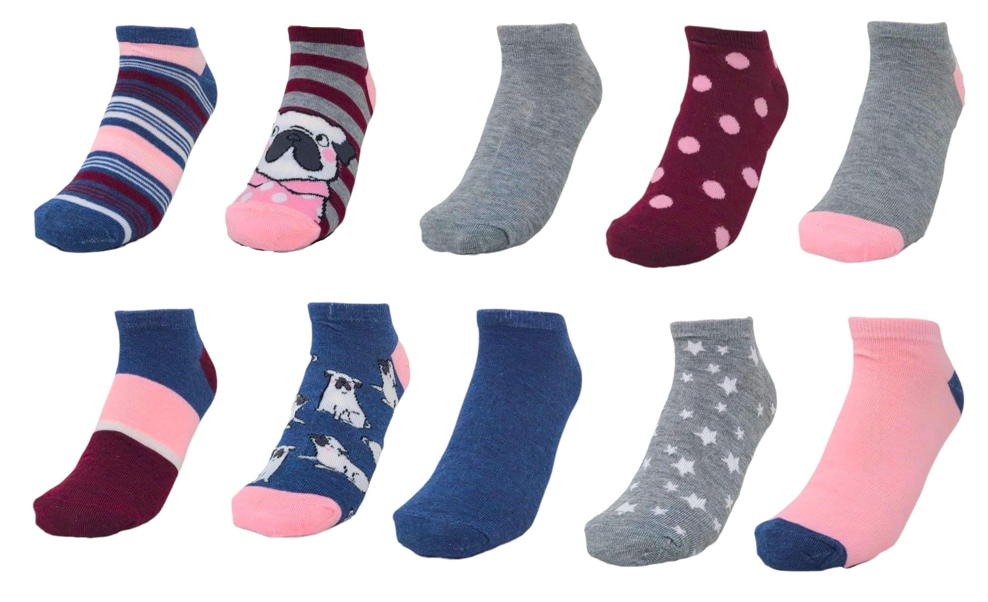 Sexy Basics No Show Ankle Socks Assorted Colors and Prints - Multi Packs