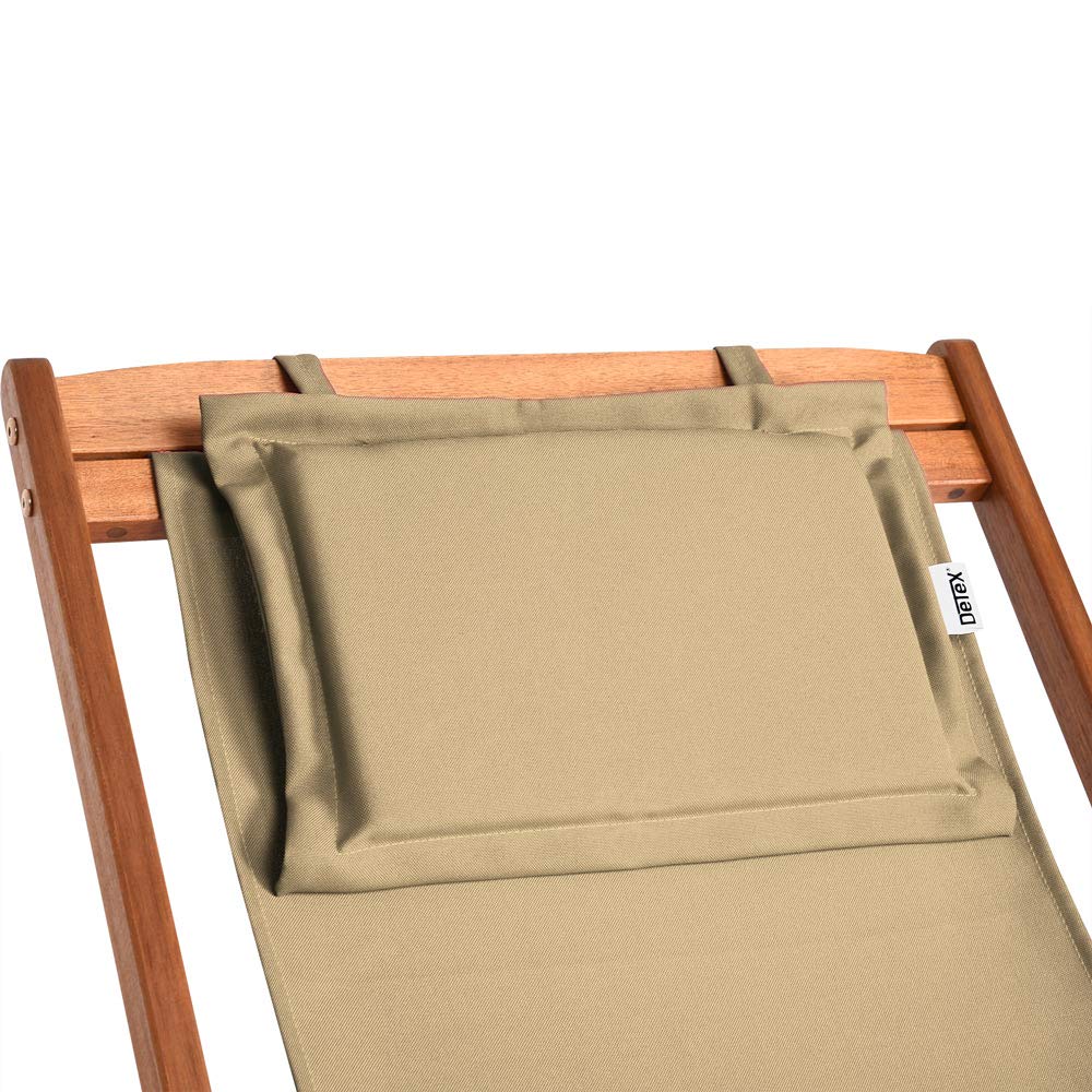 Casaria Sedia a Sdraio in Legno Acacia Pieghevole con Poggiatesta Traspirante Poltrona Relax da Giardino