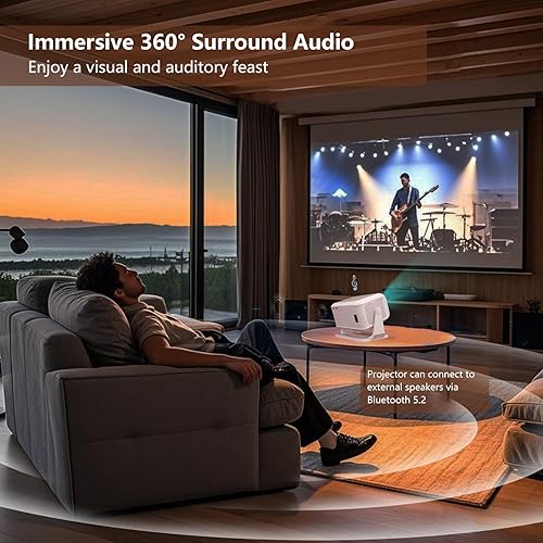 Miniatura 6 de 【Licencia de Netflix y enfoque automático/Keystone】Proyector inteligente con Wifi y Bluetooth, proyector de cine nativo 1080P 4K para exteriores,
