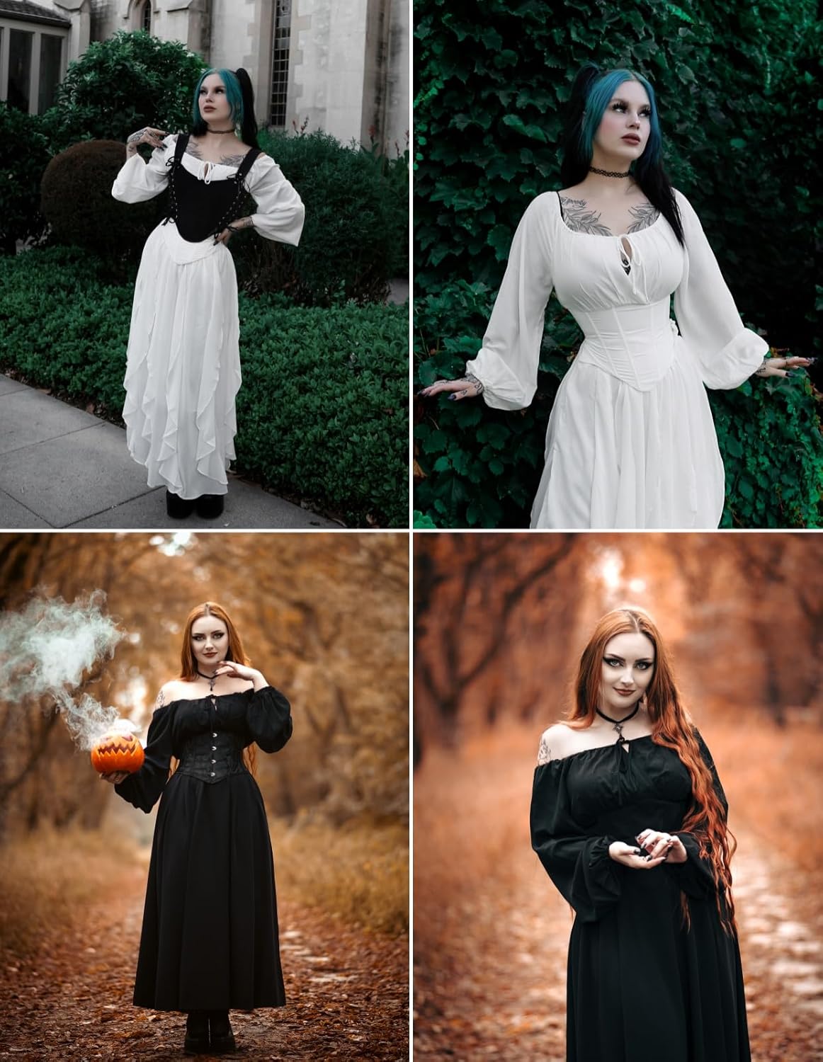 SCARLET DARKNESS Corset Tops for Women Elastic Neckline Renaissance Shirt Peasant Blouse - Image 8