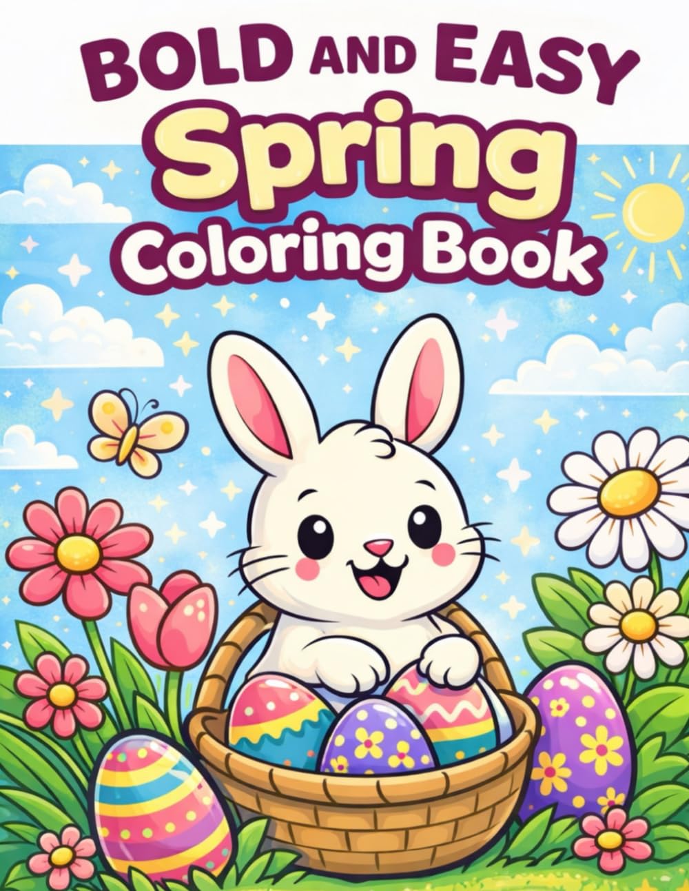 Bold and Easy Spring Coloring Book: For Kids Ages 4–8 | Cute Bunnies, Flowers & Easter Fun (Bold & Easy Toddler Coloring Series)