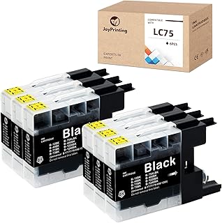 JoyPrinting LC75 Black Ink Cartridges, Compatible Brother LC 75BK XL LC71 Ink Work for Brother MFC-J435W MFC-J280W MFC-J425W MFC-J430W MFC-J5910DW MFC-J625DW MFC-J625W Printers (6 Black)