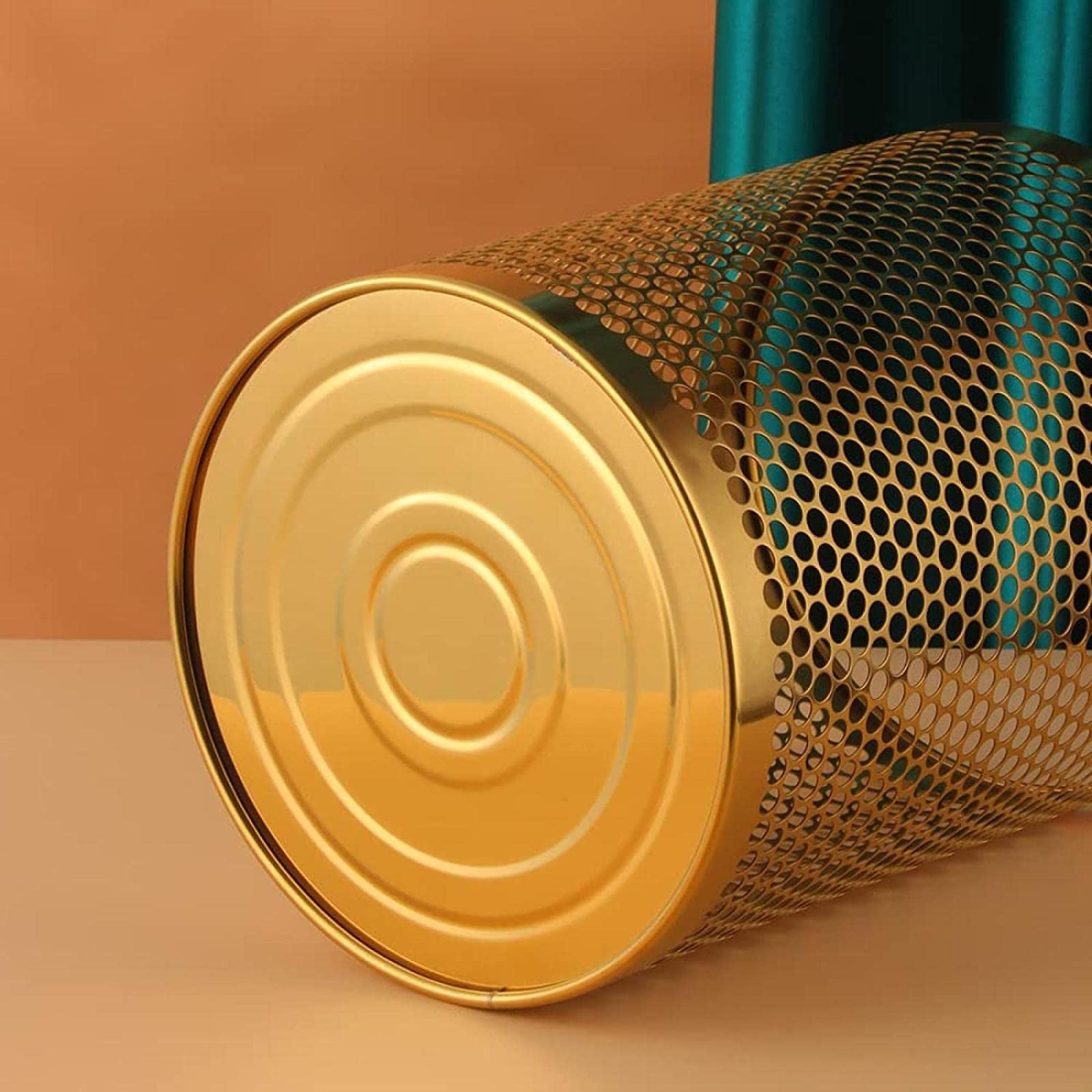 Corbeille à papier en maille métallique pour salle de bain, cuisine, bureau à domicile, dortoir, 28,5 x 22 cm - Doré