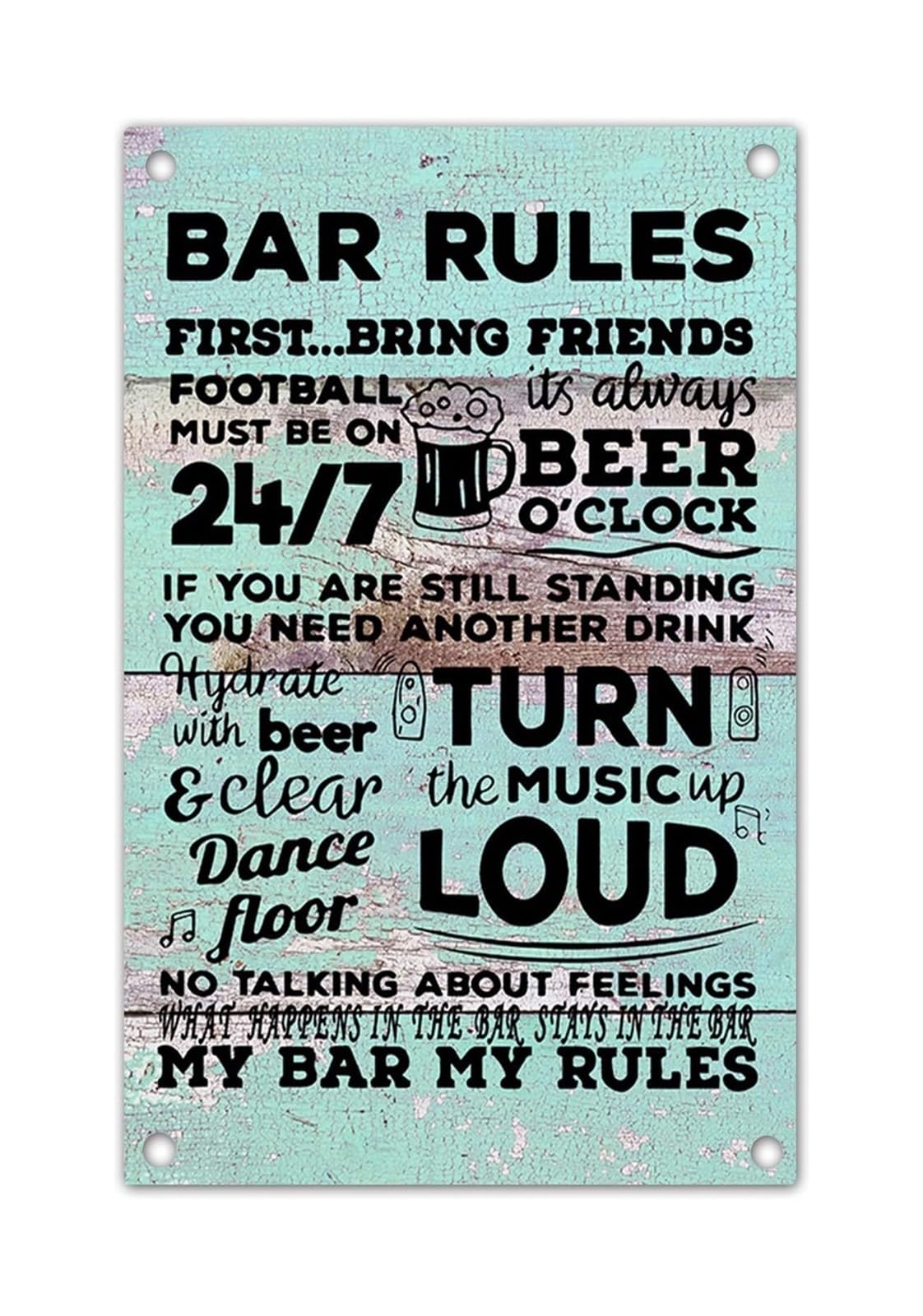 MQXFCZUX Vintage Bar Rules Metal Tin Sign Classic Retro Wall Decor for Home Bar Pub Man Cave Garage Cafe 8 X 12 inch