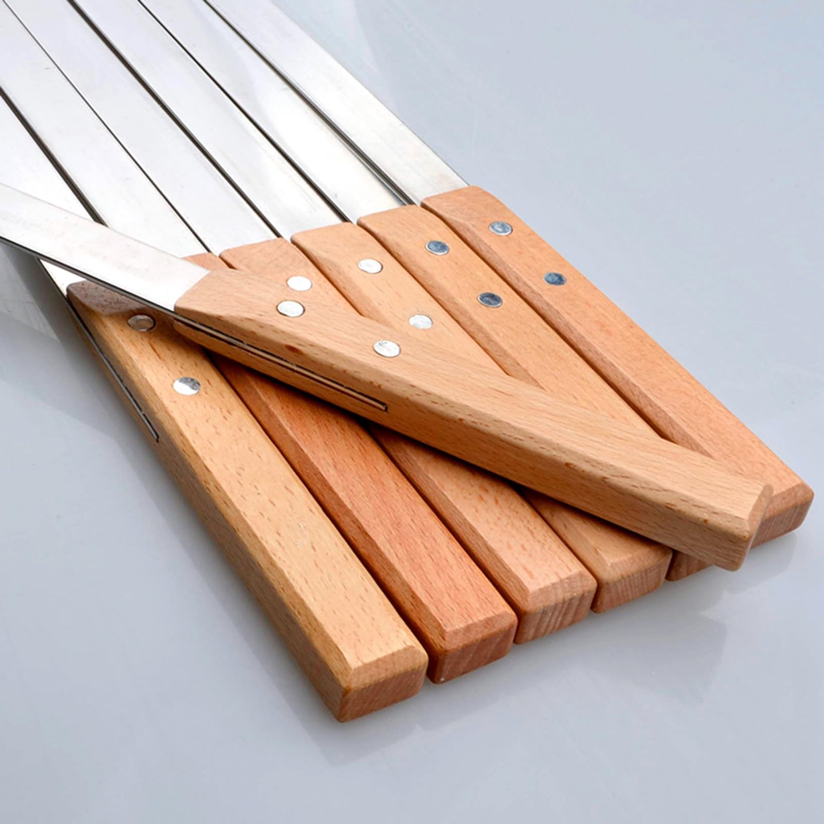 Brochetas afiladas for Asar con Mango de Madera, brochetas de Kabob, reutilización, Carne fácil de Usar, for cóctel, Barbacoa, Barbacoa, Fruta, 5 uds. (Size : 15)