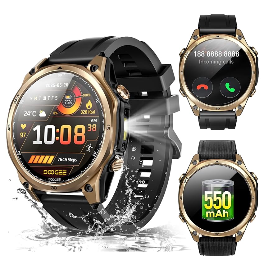 DOOGEE Anywise W1 Orologio Smartwatch Uomo,GPS Dual-Band Integrato,5ATM Impermeabile Militare Smart Watch,1.43