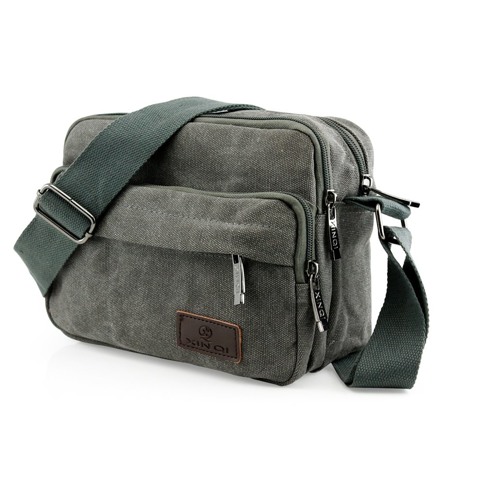 GEARONICTM Men Vintage Crossbody Canvas Messenger Shoulder Bag Hiking Military Travel Satchel