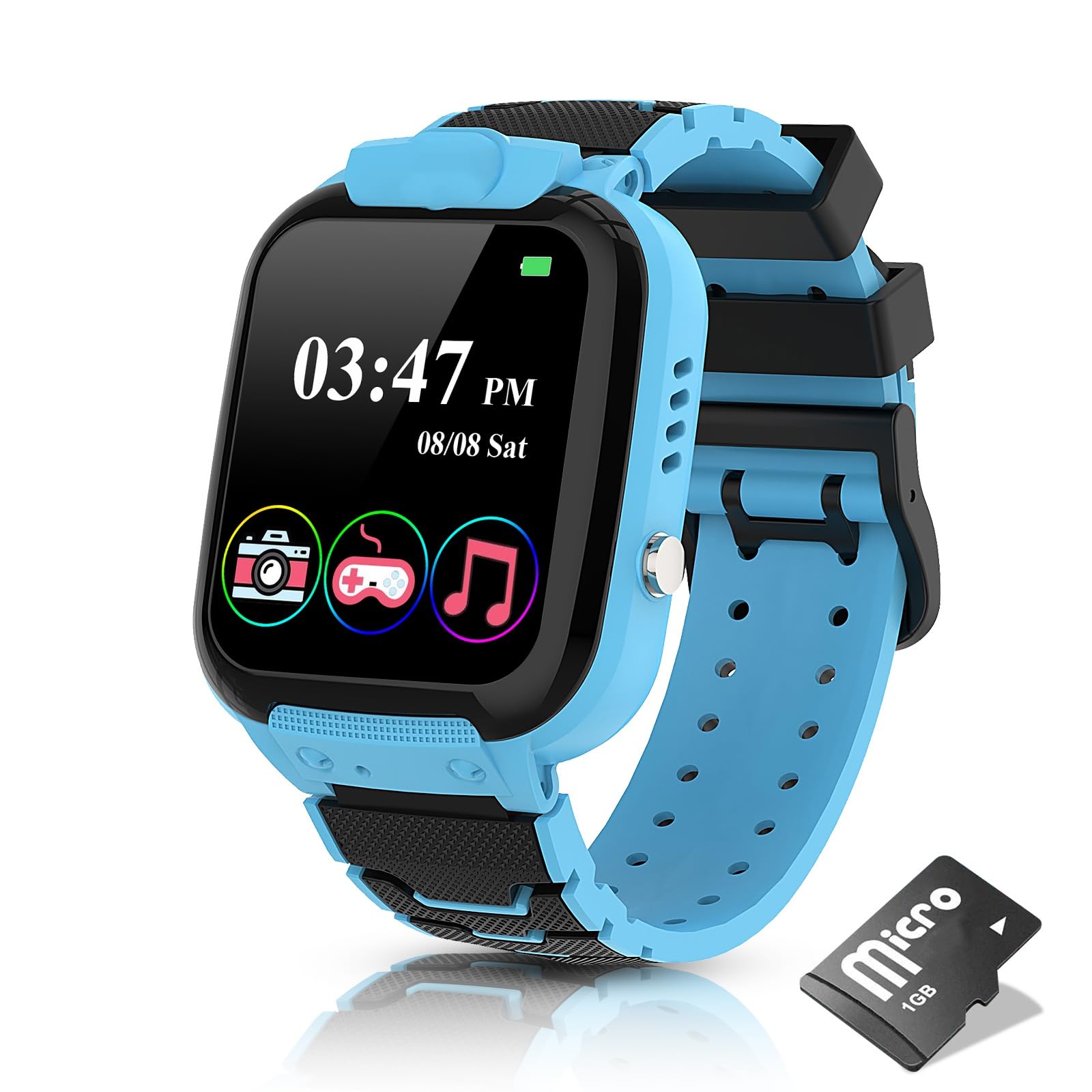 Smartwatch Bambini con 16 Giochi Lettore Musicale, Touchscreen Video Fotocamera Telecamera HD Sveglia,Orologio Intelligente Compleanno Bambini Ragazzo e Ragazza Regalo Micro SD Card
