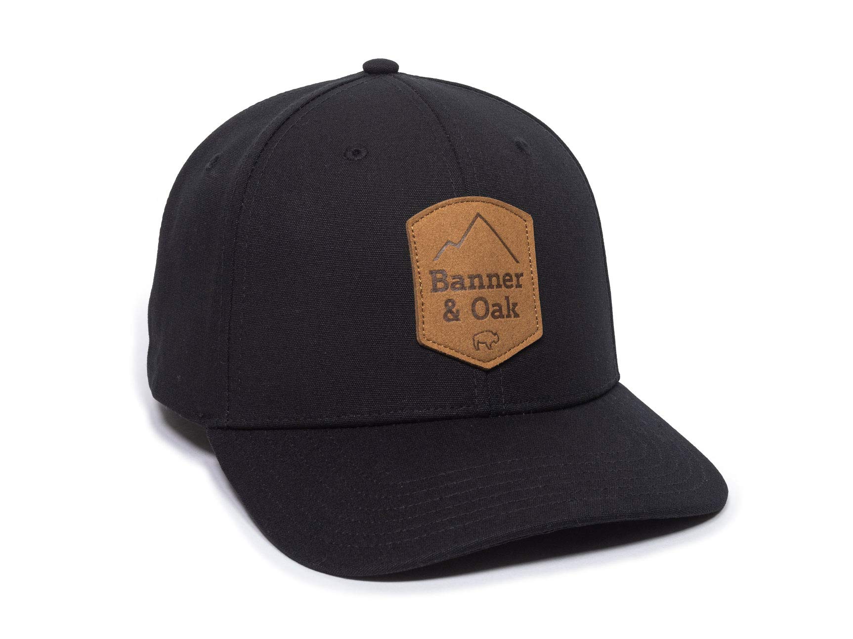 Baxter Sustainable Fabric Vegan Suede Patch Hat - Adjustable Baseball Cap w/Plastic Snapback Closure Black