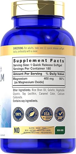 Miniatura 2 de Carlyle Óxido de magnesio 400 mg | 180 cápsulas blandas | Mineral esencial | Suplemento sin OMG y sin gluten