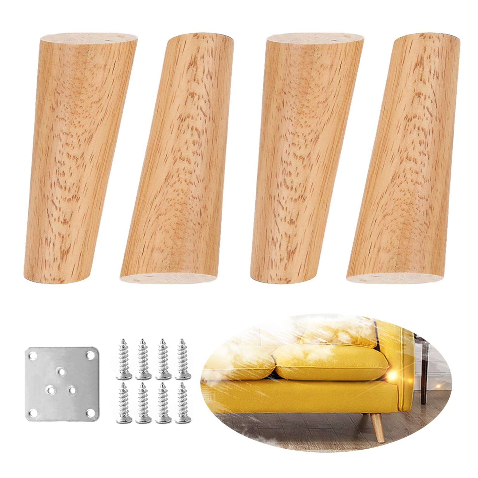 Patas de mueble en madera auténtica de 6cm con herrajes metálicos reforzados