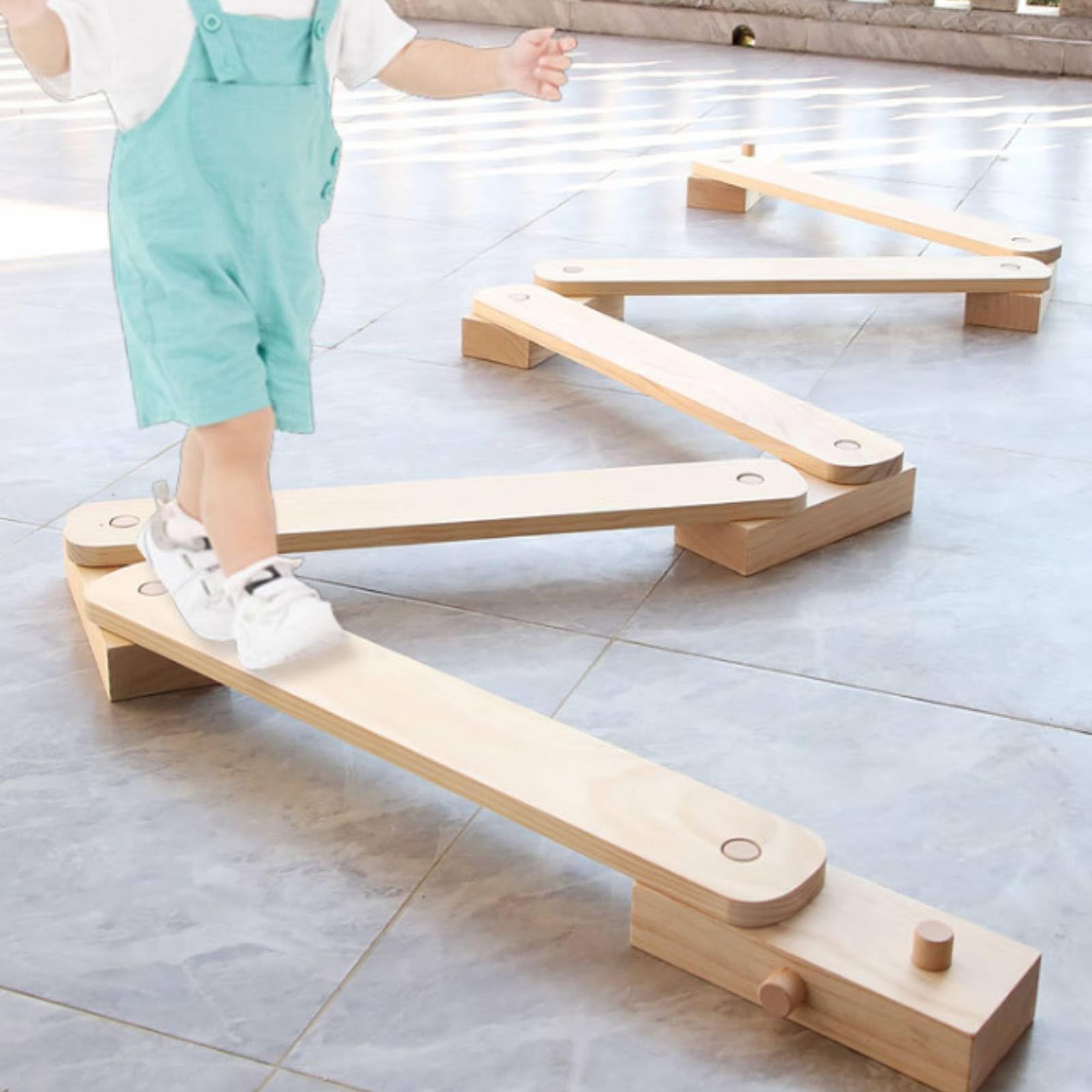 Kinder Gleichgewichtsbrett Holz Balancebrücke Balanciersteg Motorikspielzeug Trainingsgerät für Eigenständiges Tempo Übt Ruhiges Balancieren