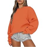 Womens Crew Neck Sweatshirts Oversized Long Sleeve Pullover Hoodie Cute Sweaters Shirts Teens Girls Winter Clothes