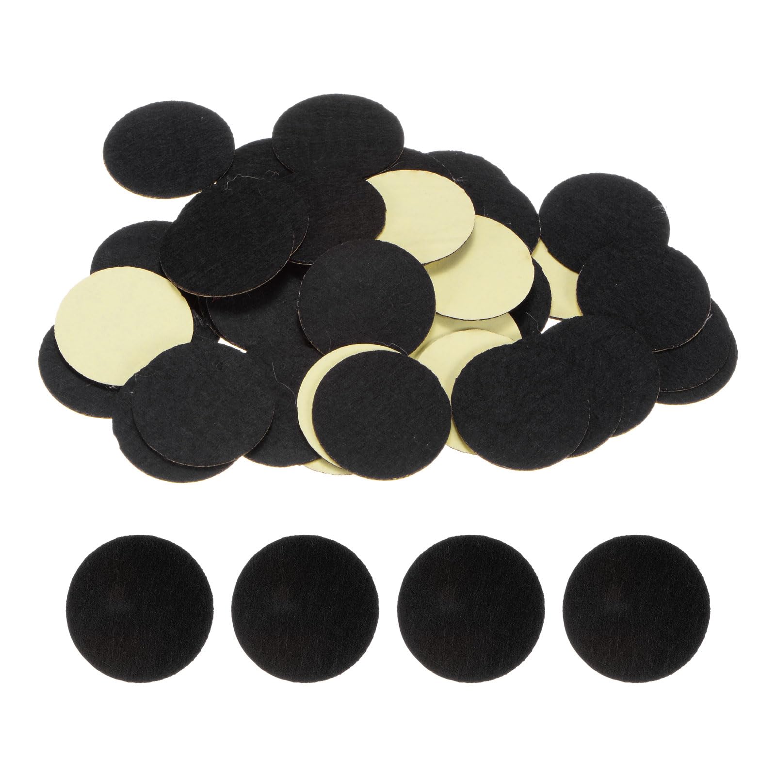 HARFINGTON 48pcs Round Adhesive Felt Circles, 38mm 1-1/2" Pre Cut Felt Craft Stickers Non-Woven Mini Felt Fabric Circles for DIY Sewing Handcraft Cut Projects Craft Finishing, Black