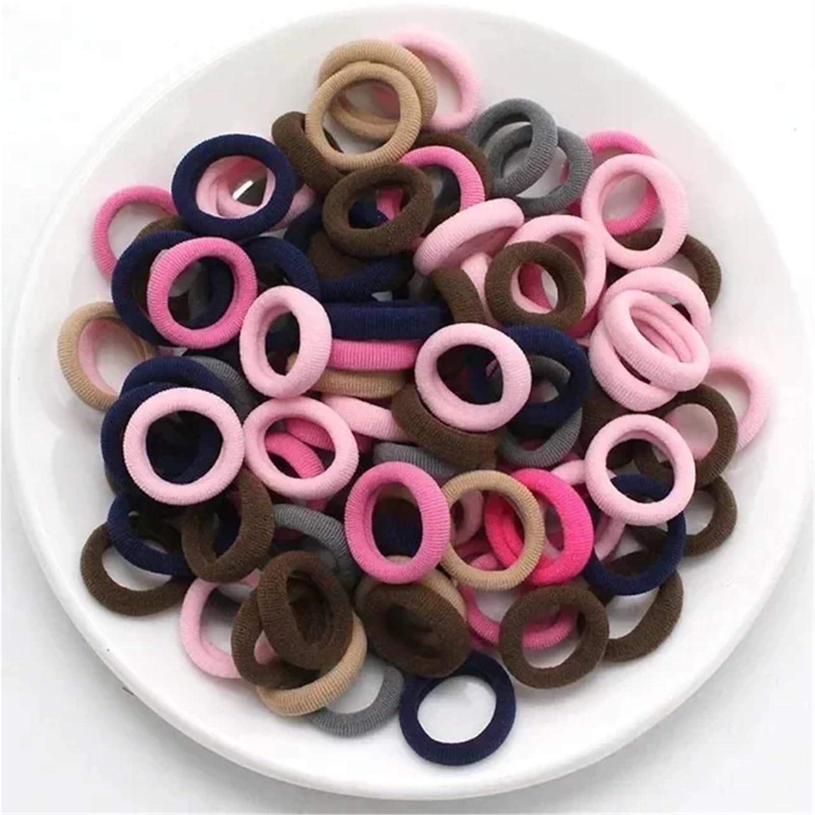 Haargummis, bunt, Nylon, elastisch, für Pferdeschwanz, klein, 5000 Stück (Rosa, Marineblau, Rosa)