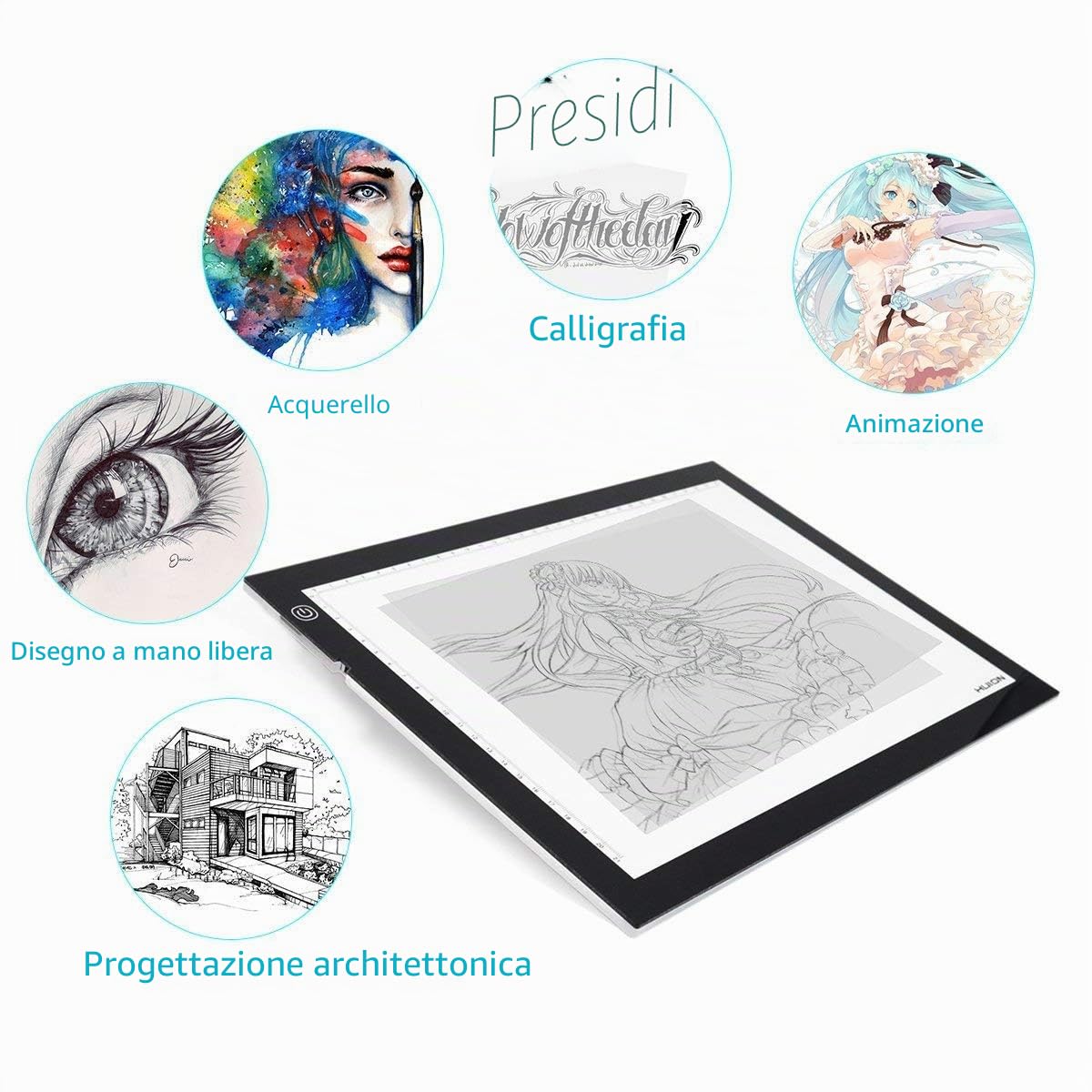 HUION Tavoletta Grafica A3 Scatola Luminosa a Binario a LED Super Luminoso con Funzione di Luminosità Regolabile Scatola Luminosa per Artigianato Tracciamento Animazione Disegno Schizzo Calligrafia
