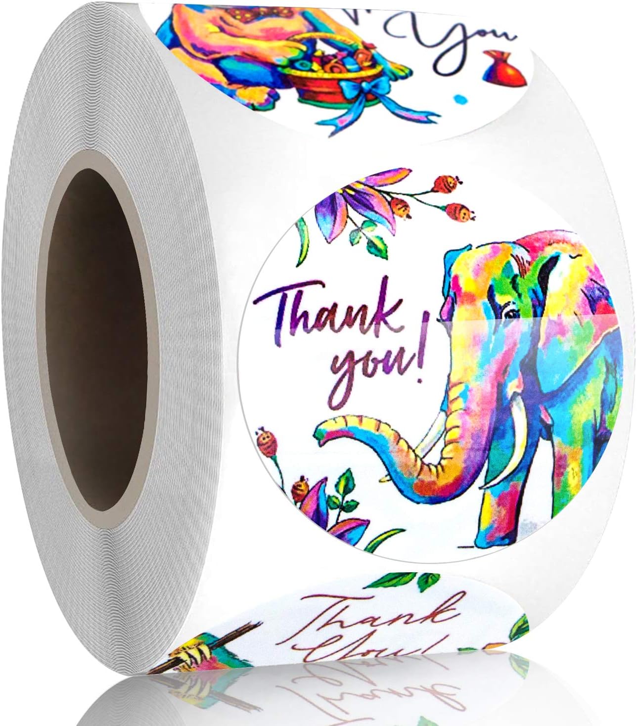 Padike Thank You Stickers Labels Roll for Business Favors Birthday Gift Bags Baby Shower Wedding 500 Labels 1 Roll 1.5'' Waterproof ,8 Designs (THS-001-D)