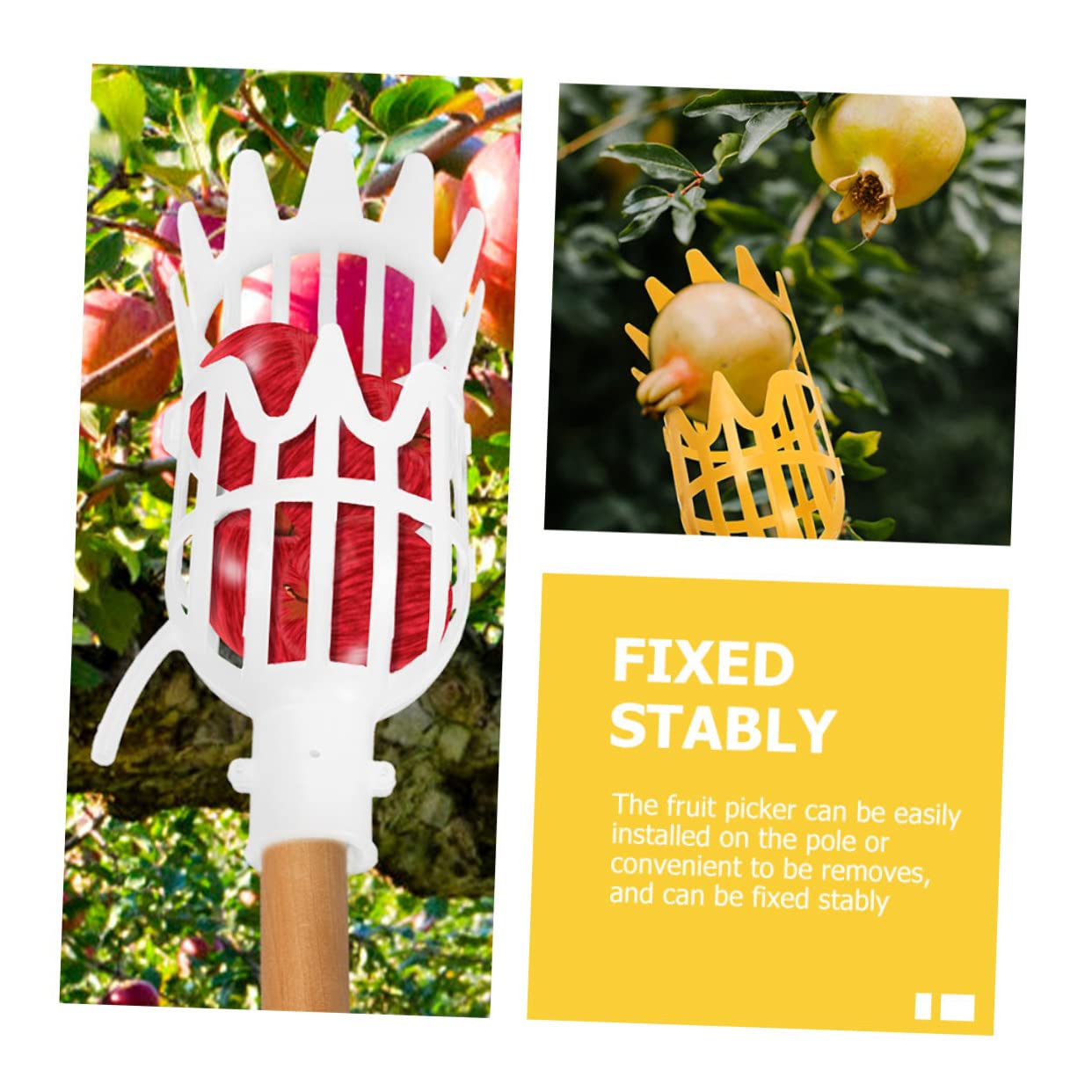 Levemolo 2pcs Fruit Picker Tool for Loquat Pear Kiwi Lemon Chestnuts Easy to Install and Remove