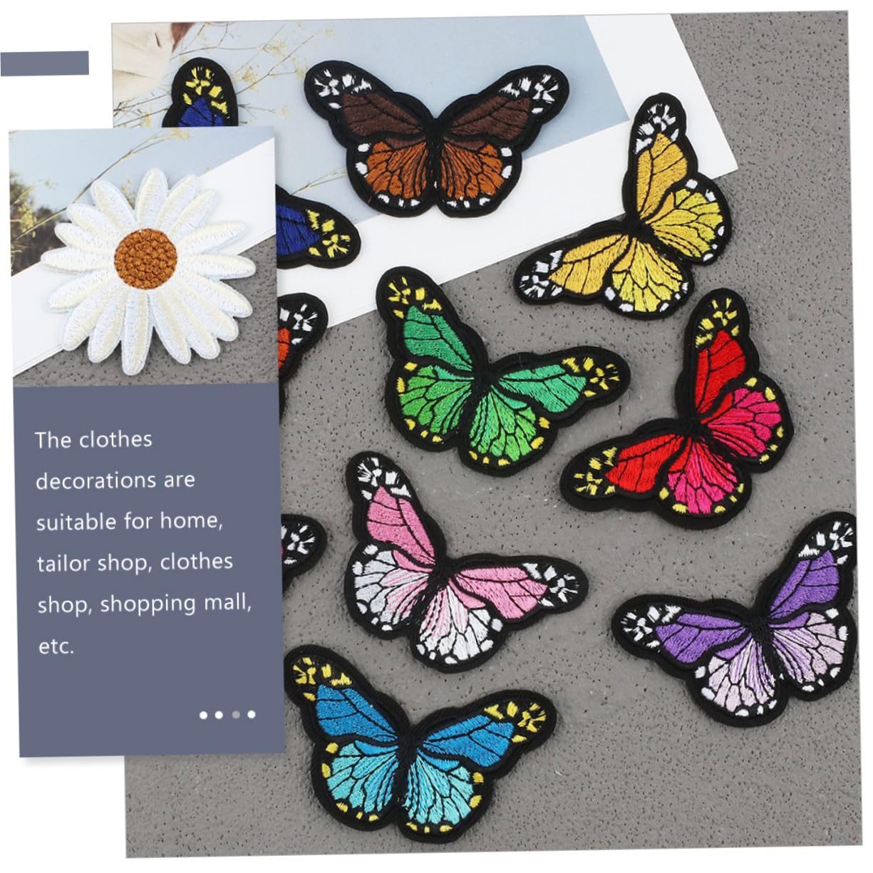 NUOBESTY 126stücke Teiliges Bunter Gestickter Applikationen Mit Schmetterlingen Und Blumen Für -kleidung Aufnäher Für Jeansreparatur Und Kreative Dekoration Von Textilien