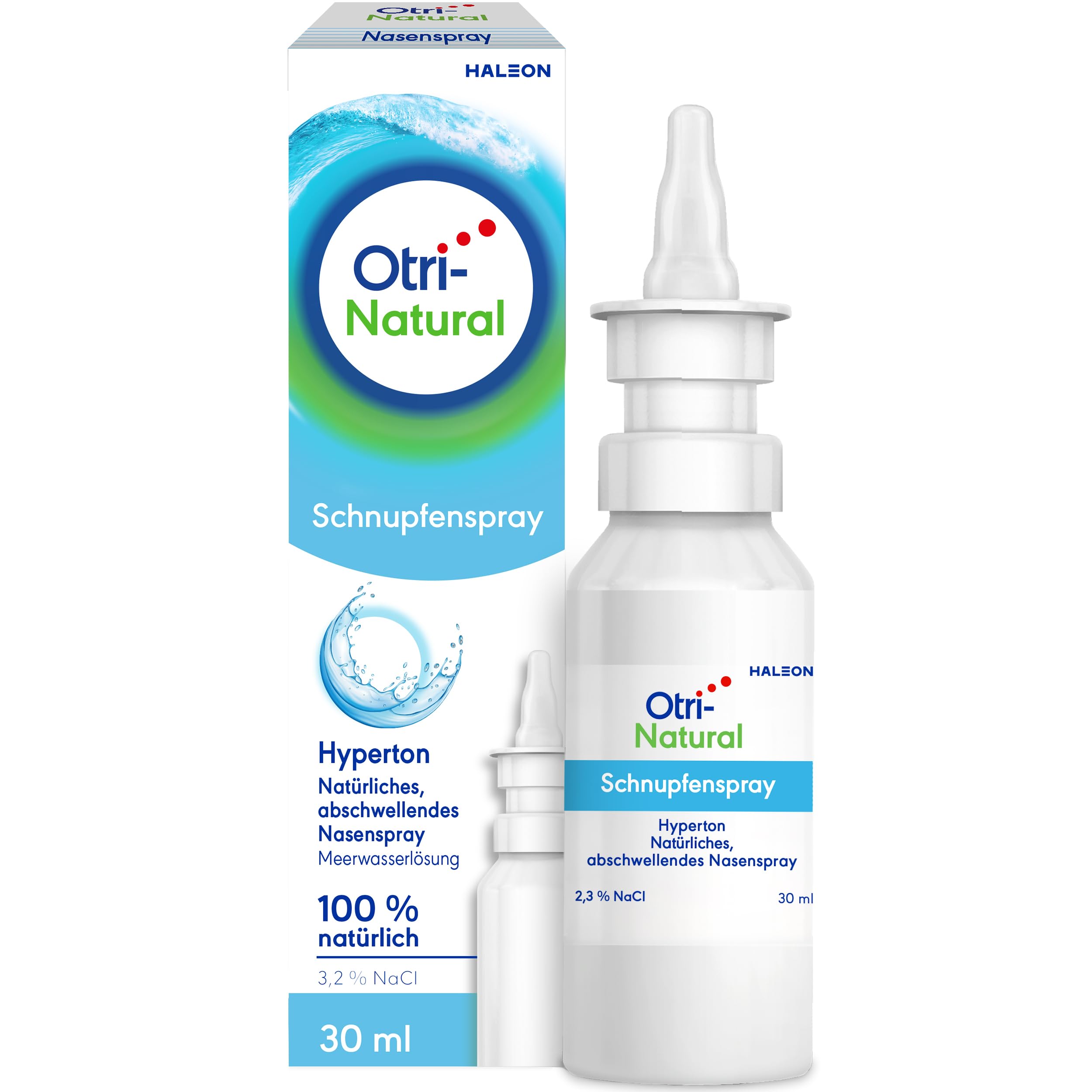 OtriNatural Schnupfenspray, Meerwasser Nasenspray, 100 % natürlich, wirkt auf natürliche Weise abschwellend, befreit die verstopfte Nase, aus der Otriven-Familie, 2,3 % Natriumchlorid, 30 ml