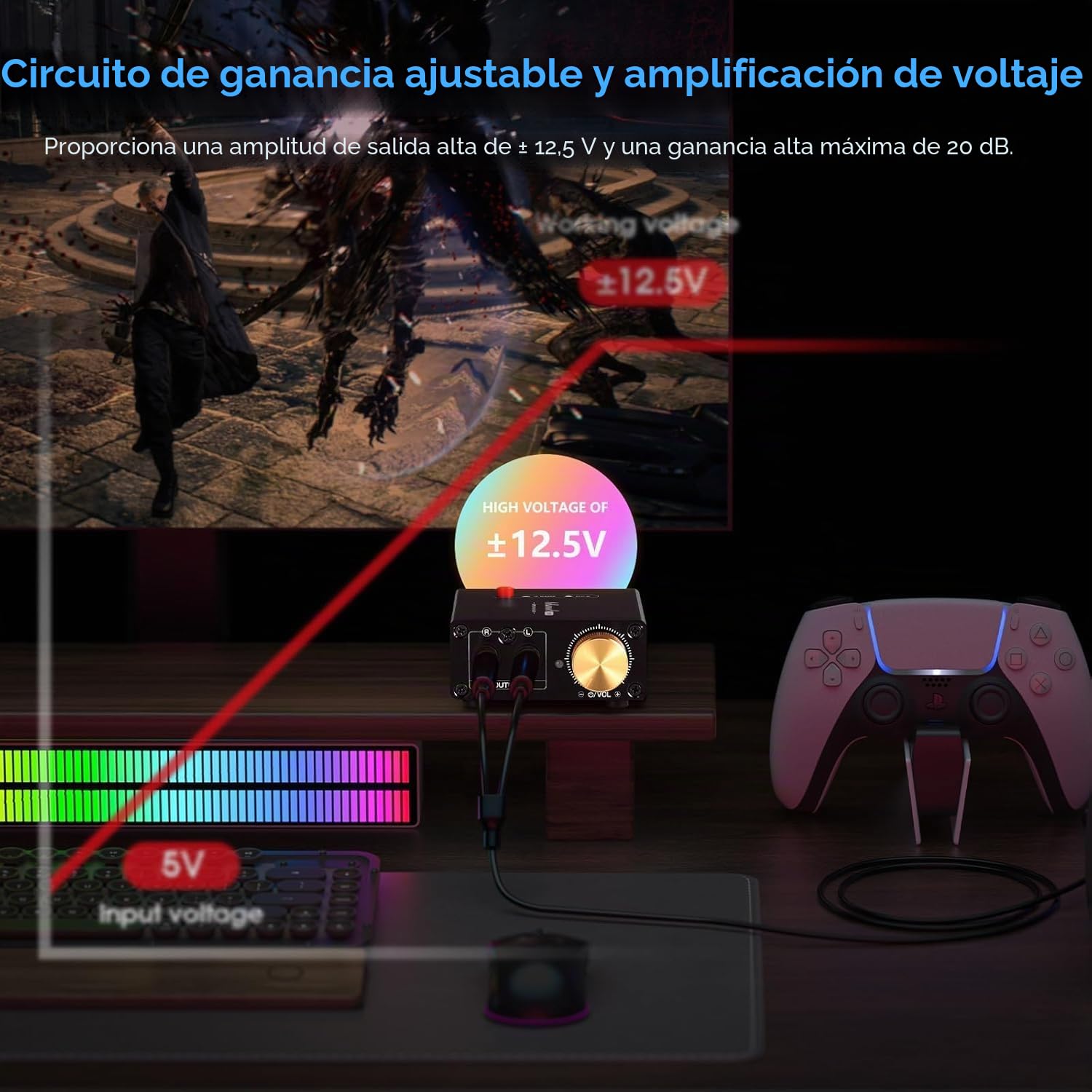 Nobsound Mini amplificador de nivel de línea estéreo de audio preamplificador de ganancia de 20 dB con control de volumen (L1MINI)