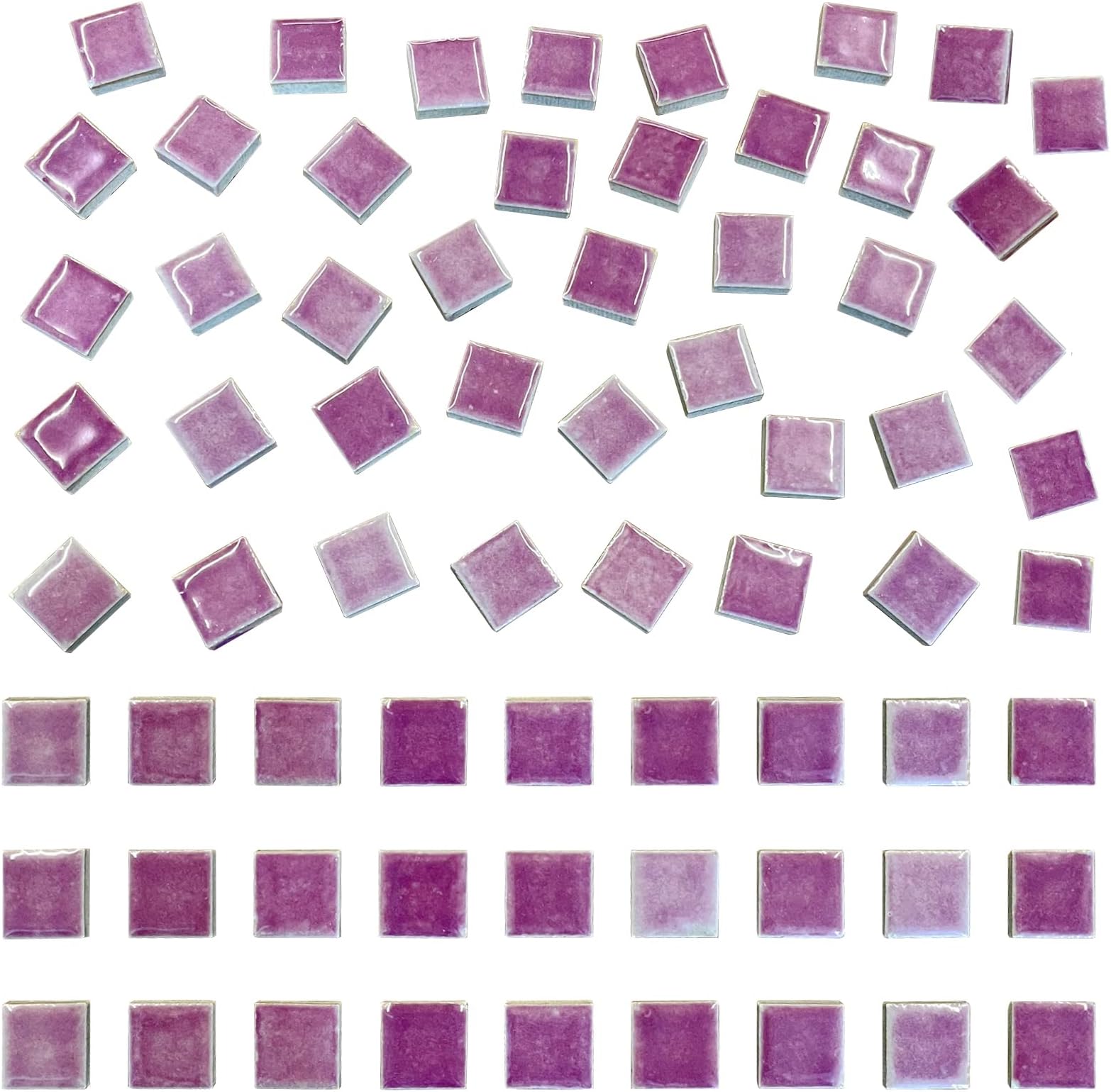 100 Pieces Ceramic Mosaic Tile 3/5" Square Shapes Mosaic Ceramic Pieces Stained Ceramic Tile Supplies for Crafts Beginner Mosaic Project Stepping Stones Mosaic Birdhouse Decor - Purple Red