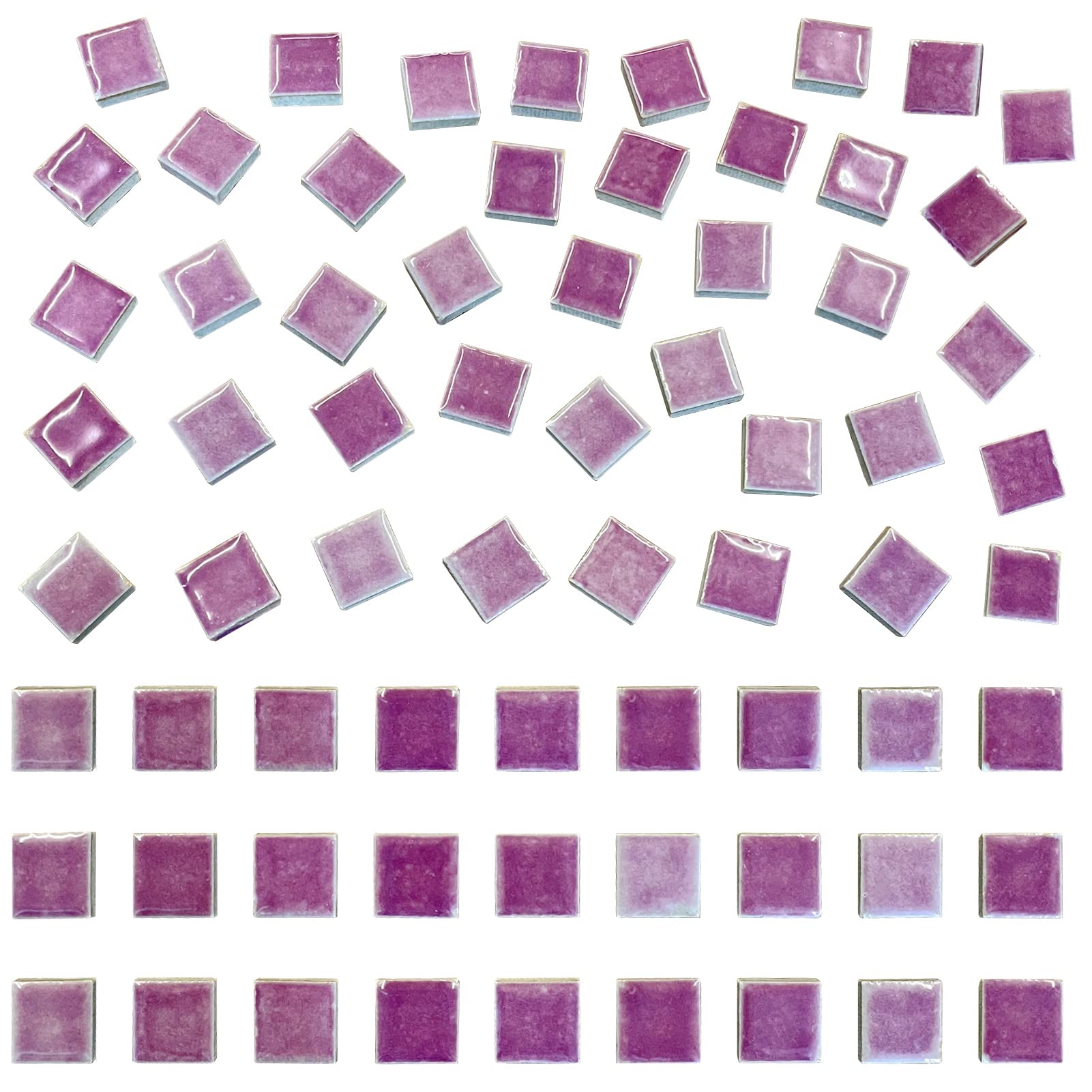 100 Pieces Ceramic Mosaic Tile 3/5" Square Shapes Mosaic Ceramic Pieces Stained Ceramic Tile Supplies for Crafts Beginner Mosaic Project Stepping Stones Mosaic Birdhouse Decor - Purple Red