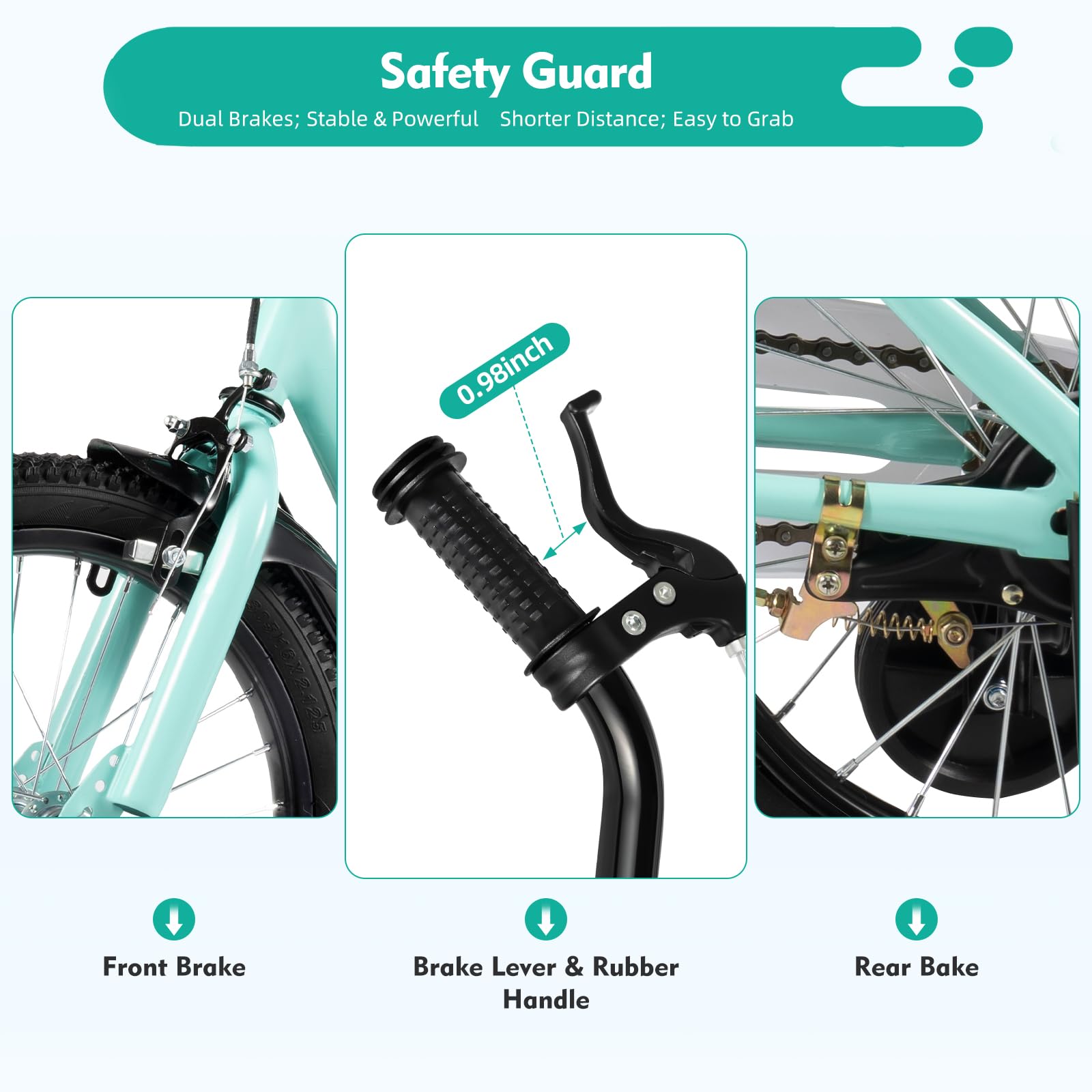 Vélo pour enfant de 16 pouces avec roues stabilisatrices, équipé d'un frein à rétropédalage, convient aux enfants à partir de 5 ans