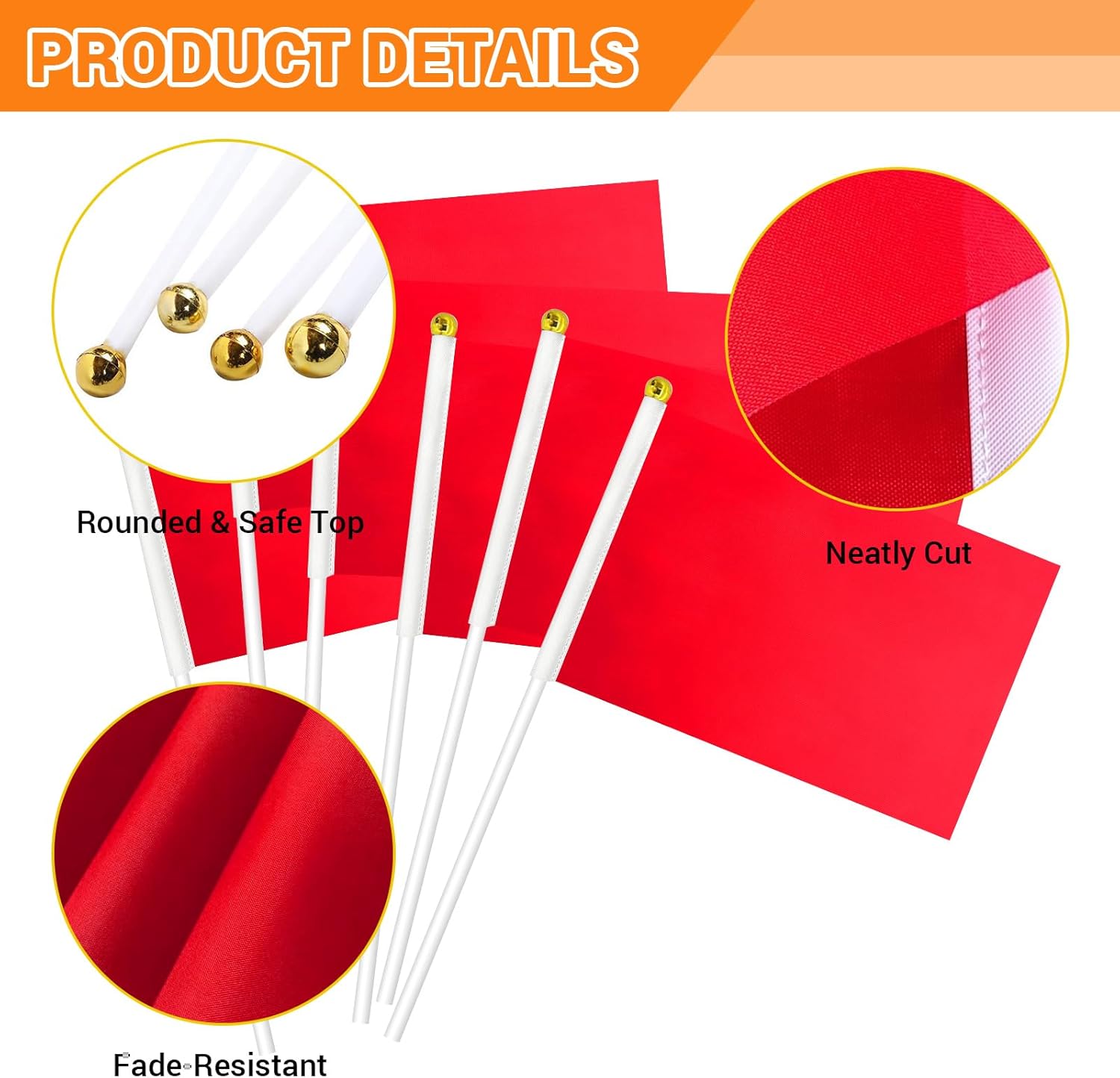 Red Flag, Red Blank Flags to Decorate Mini Small Flags on Sticks for Crafts, DIY Projects, Parties Decor, and Custom Flag Making - Image 3