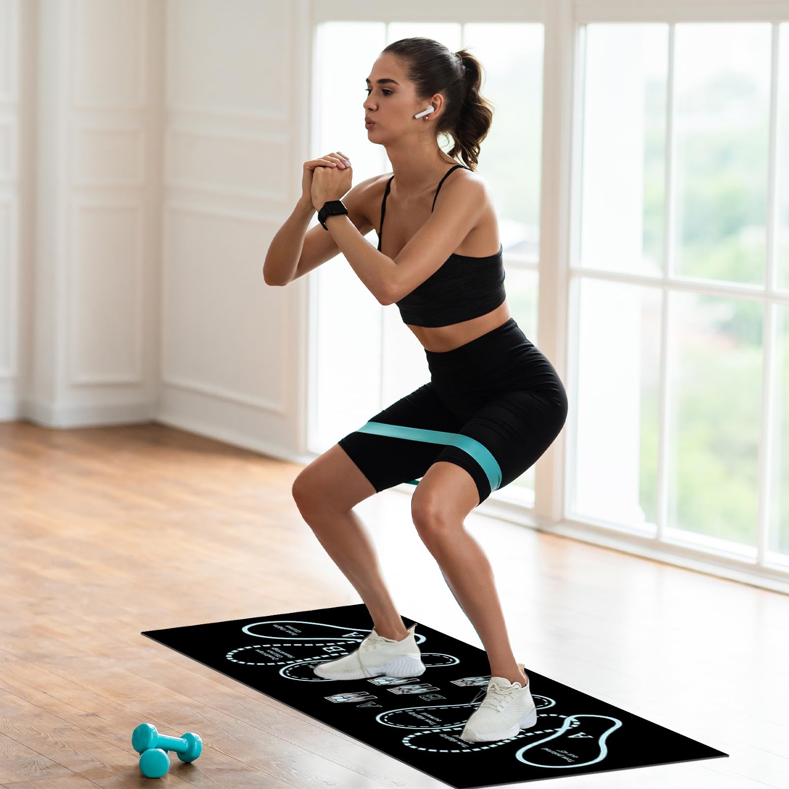 Esterilla antideslizante para sentadillas con posicionamiento de pies, accesorio deportivo para entrenamiento en casa