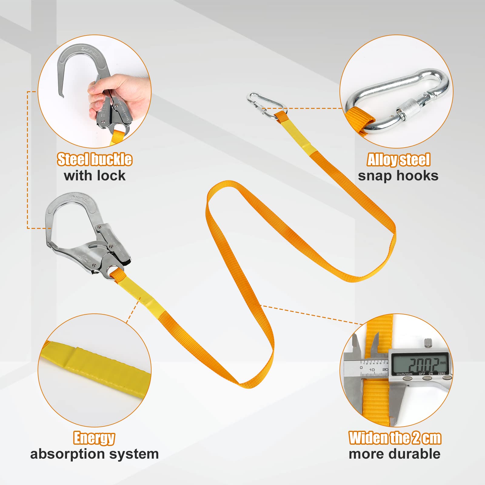 Cintura di sicurezza anticaduta, 1,8 m, protezione anticaduta, corda di sicurezza da 2,200 kg, corda per attrezzi, corda da collezione, protezione anticaduta per esterni, arrampicata su roccia, lavoro