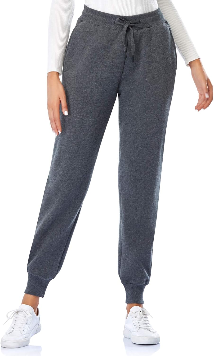 Move Beyond Women's Fleece Lined Joggers Thermal Sweatpants with 2 Pockets Warm Winter Sherpa Pants with Drawstring - Image 8