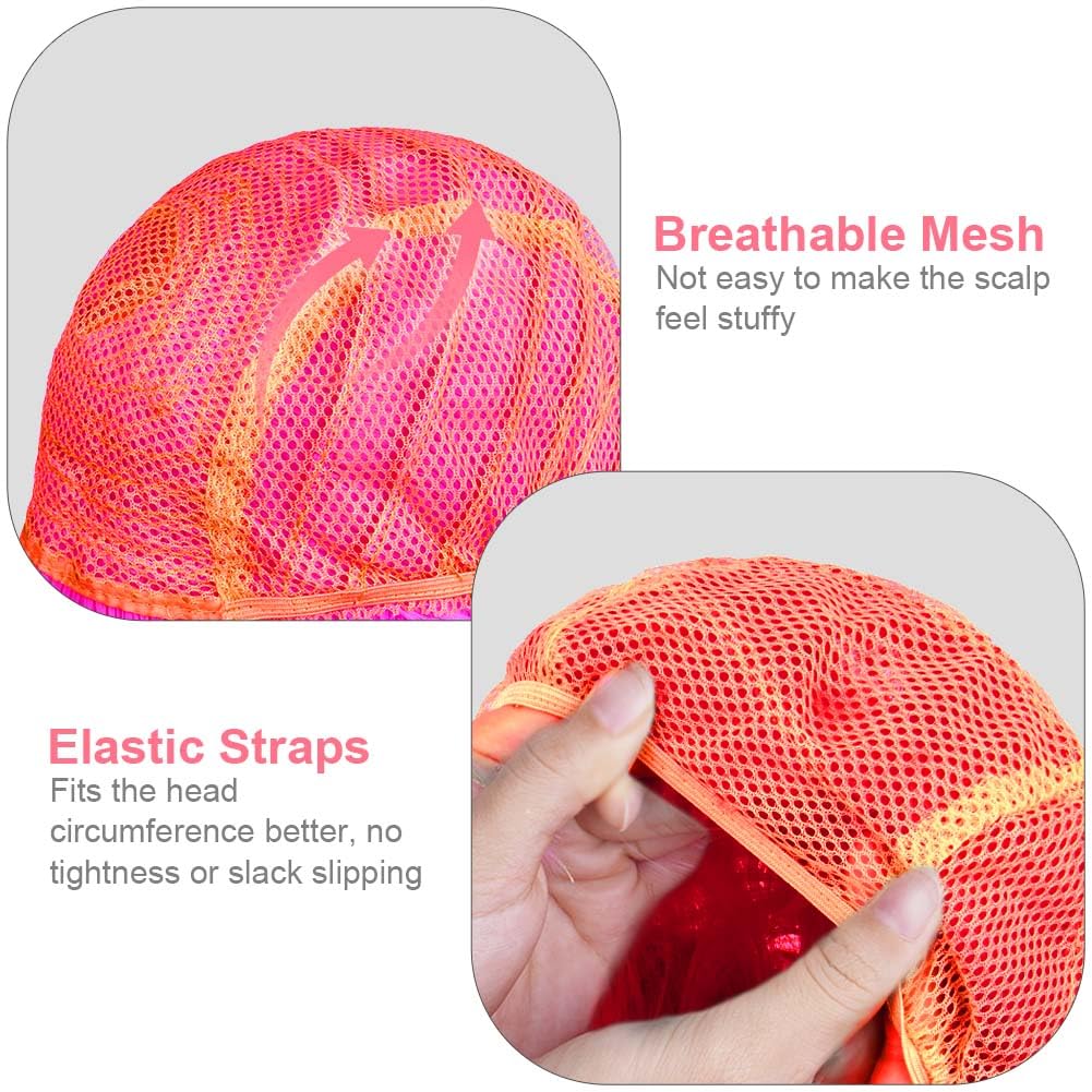 Aomig Parrucca Caschetto, Colorate Parrucca Set con Occhiali e 2 Cappuccio Parrucca Gratuito, Parrucche a Spalla di Bob Cosplay Parrucca per Spettacolo Teatrale, Carnevale, Halloween, Festa - 5