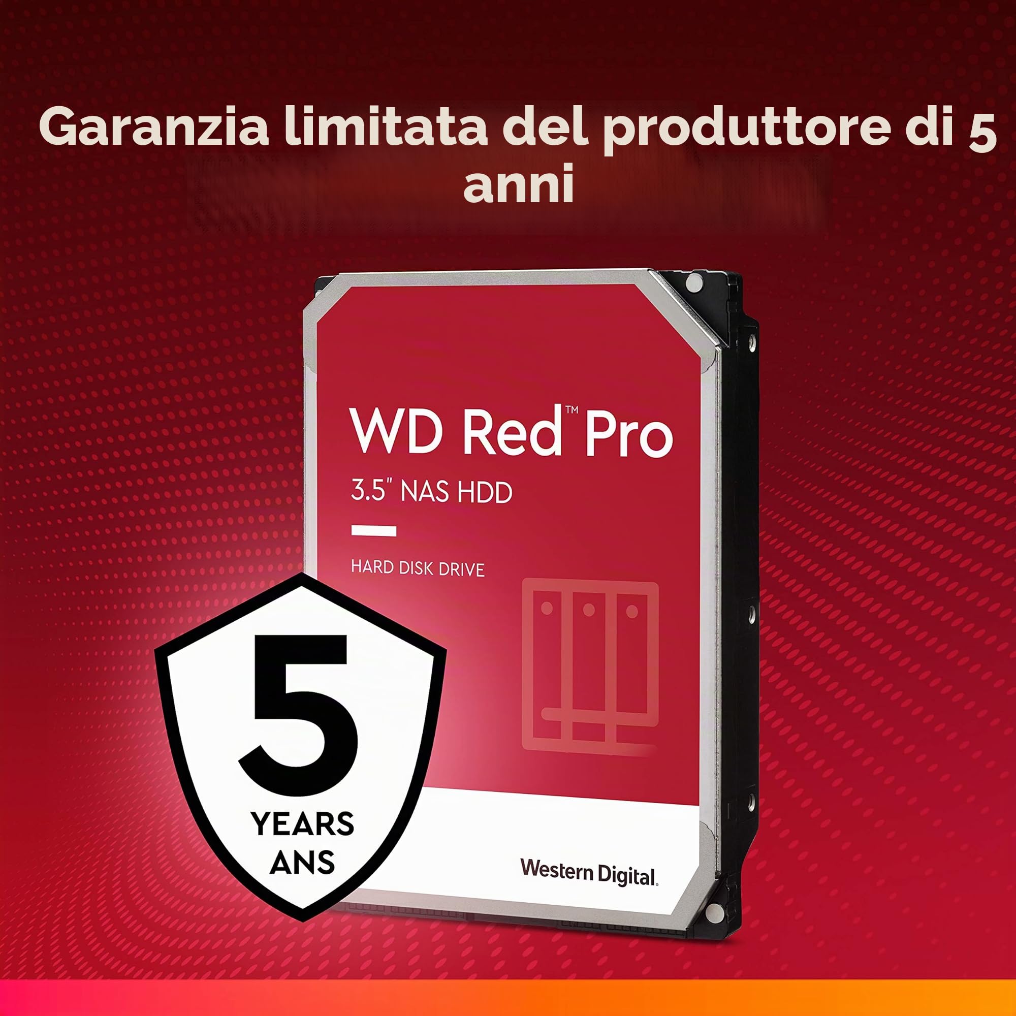 Western Digital WD Red Pro NAS 3.5" Disco Rigido Interno - Classe 7.200 RPM, SATA 6 GB/S, CMR, Cache 256 MB, 4 TB