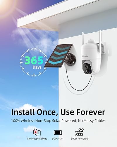 Miniatura 3 de MaxiViz Cámara de seguridad solar inalámbrica para exteriores, visión de 360, cámaras para exteriores para seguridad del hogar con detección de