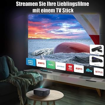 Projector Full HD 1080P 1200 ANSI Lumens 5G WiFi Bluetooth Projector Home Cinema 4K Support LED Video Outdoor 300 Inch Display Compatible with Fire Stick Smartphone PS5 Projector [Energy Class A+++]
