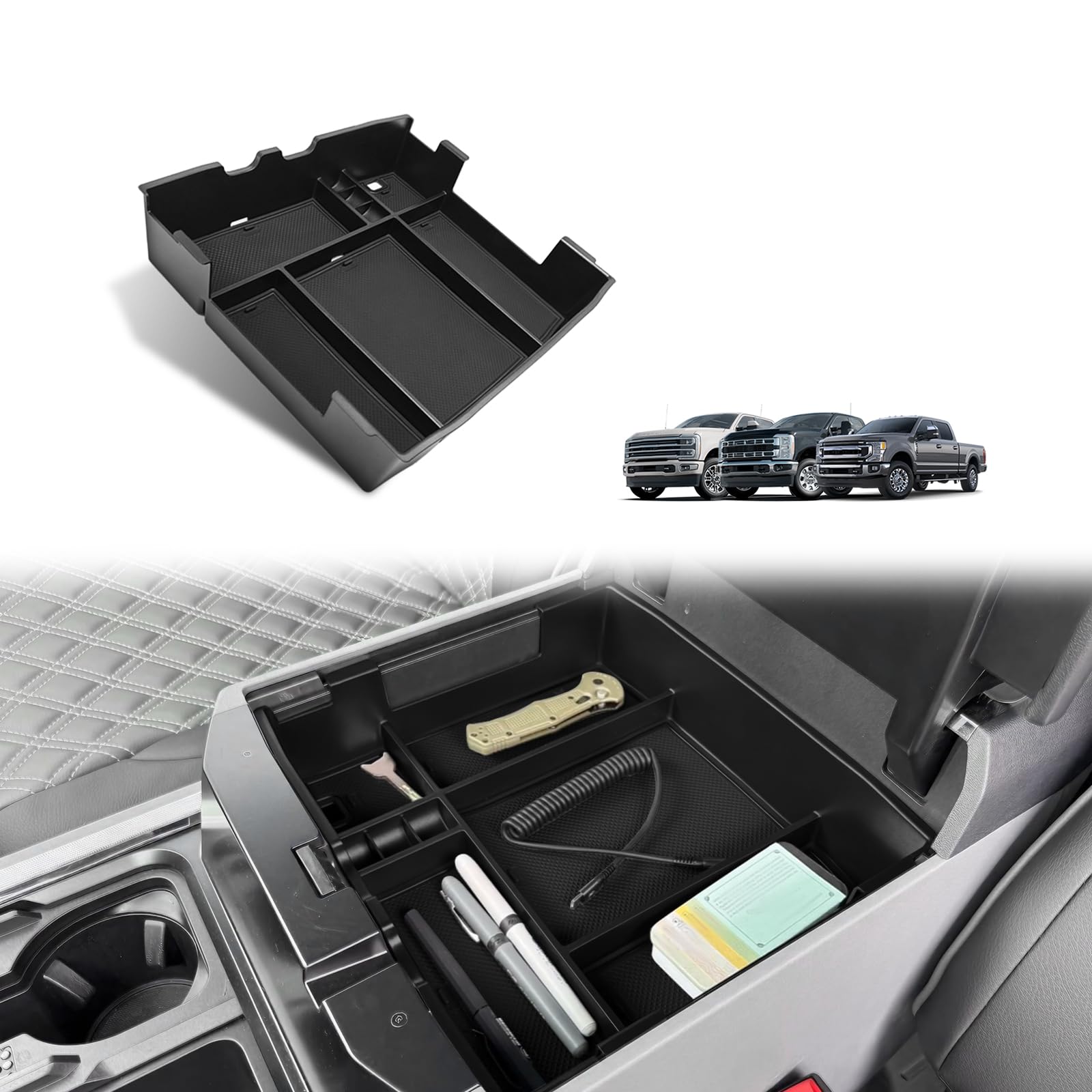 Muslogy Center Console Organizer Tray for Ford Super Duty