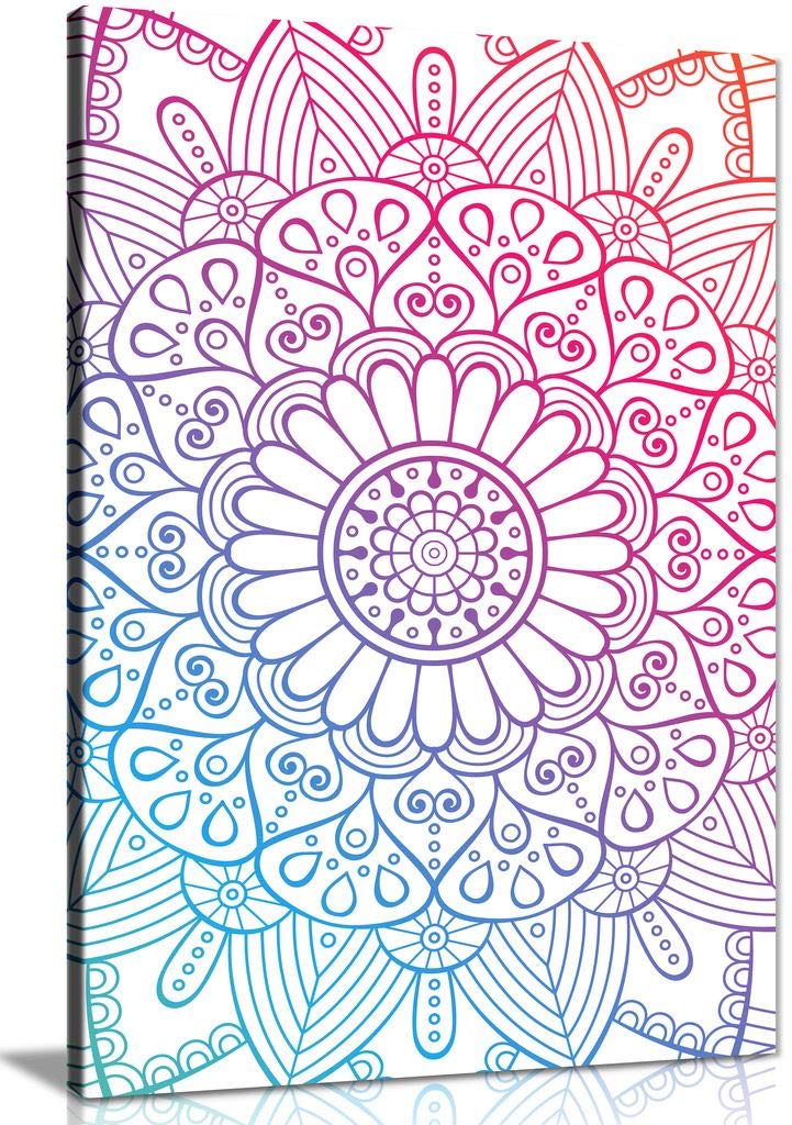 Panther Print Multicolor Abstract Mandala Spiritual Canvas Wall Art Picture Print (12X8)