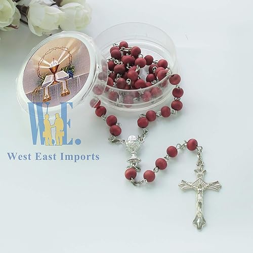 Miniatura 6 de WE Rosario perfumado para primera comunión, color rojo, 12 unidades, recuerdos para primera, rosarios de comunión con cajas de regalo y bolsas de