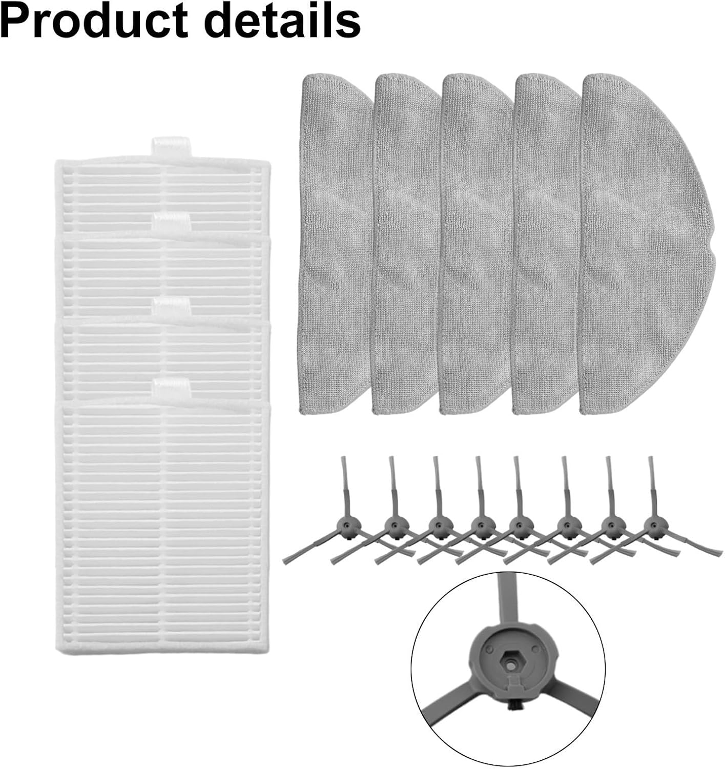 Side Brush, Mop Pad & Vacuum Filter Replacement Kit for Lubluelu and V8 Pro Robotic Vacuum Cleaners – Microfiber Cleaning Cloths and Corner Brushes