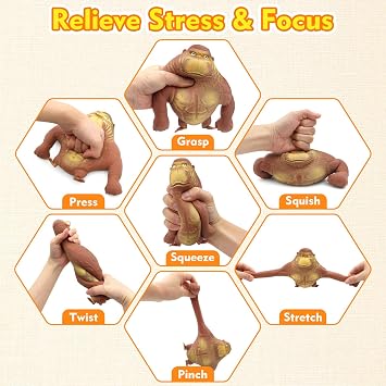 Squishy Monkey Toy,Stretchy Gorilla Toy,Elastic Stretchable, Monkey Squishy Fidget Toys for Anxiety Relief ADHD for Kids & Adults- Ideal Gift for Kids