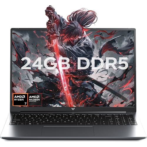 KAIGERR 2026 Gaming Laptop, 24GB DDR5 512GB NVMe SSD Laptop Computer with AMD Ryzen 7 H255(8C/16T, Up to 4.9GHz), 16.0 inch Windows 11 Laptop, Radeon RX Vega 8 Graphics,WiFi 6, Backlit KB