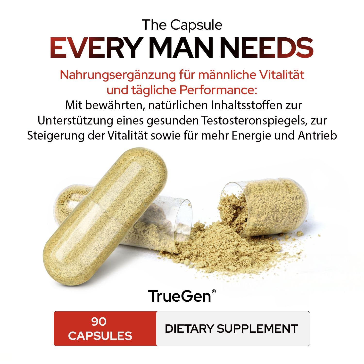 Männer 90 Kapseln mit Selen, Schwarzem Maca-Extrakt, Tribulus, KSM-66® Ashwagandha, L-Citrullin, L-Arginin, Vitamin D, Magnesium & Zink – für normales Testosteron, Energie & Muskelfunktion