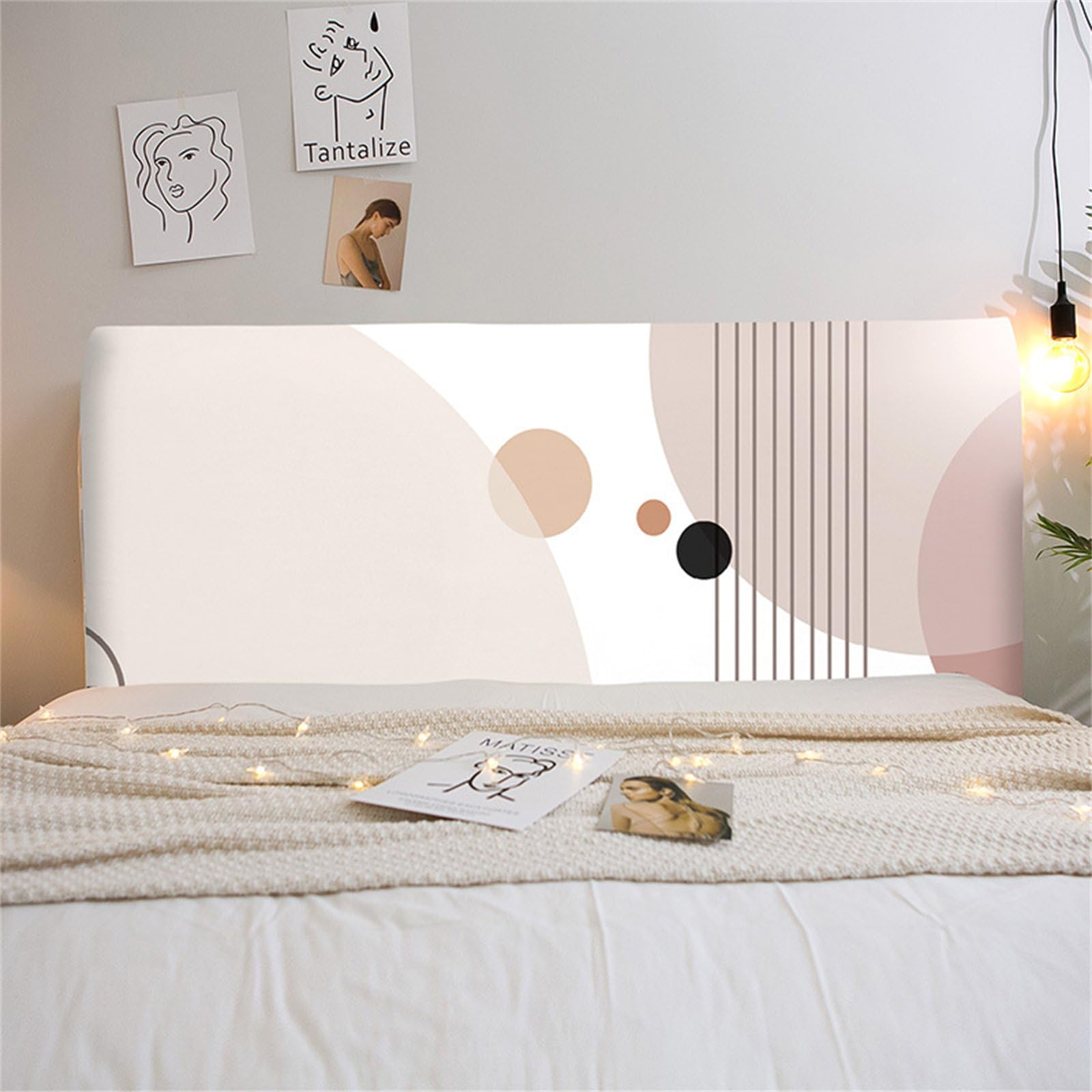 Chickwin Funda de Cabecera de Cama Nórdico Simple, Cabecera Esponjoso Elástica, Cubierta para Cabecero de Cama Ajustable, Protectora de Cabeceros Todo Incluido (Redondo,150cm)